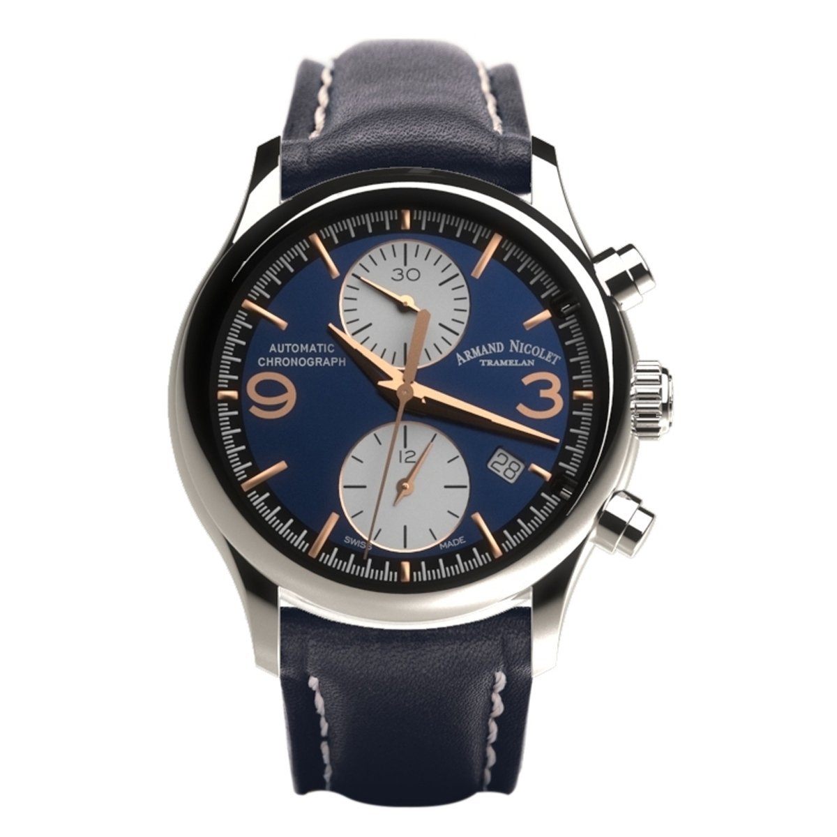 Armand Nicolet Men's MHA Automatic Chronograph Watch Blue - Watches & Crystals