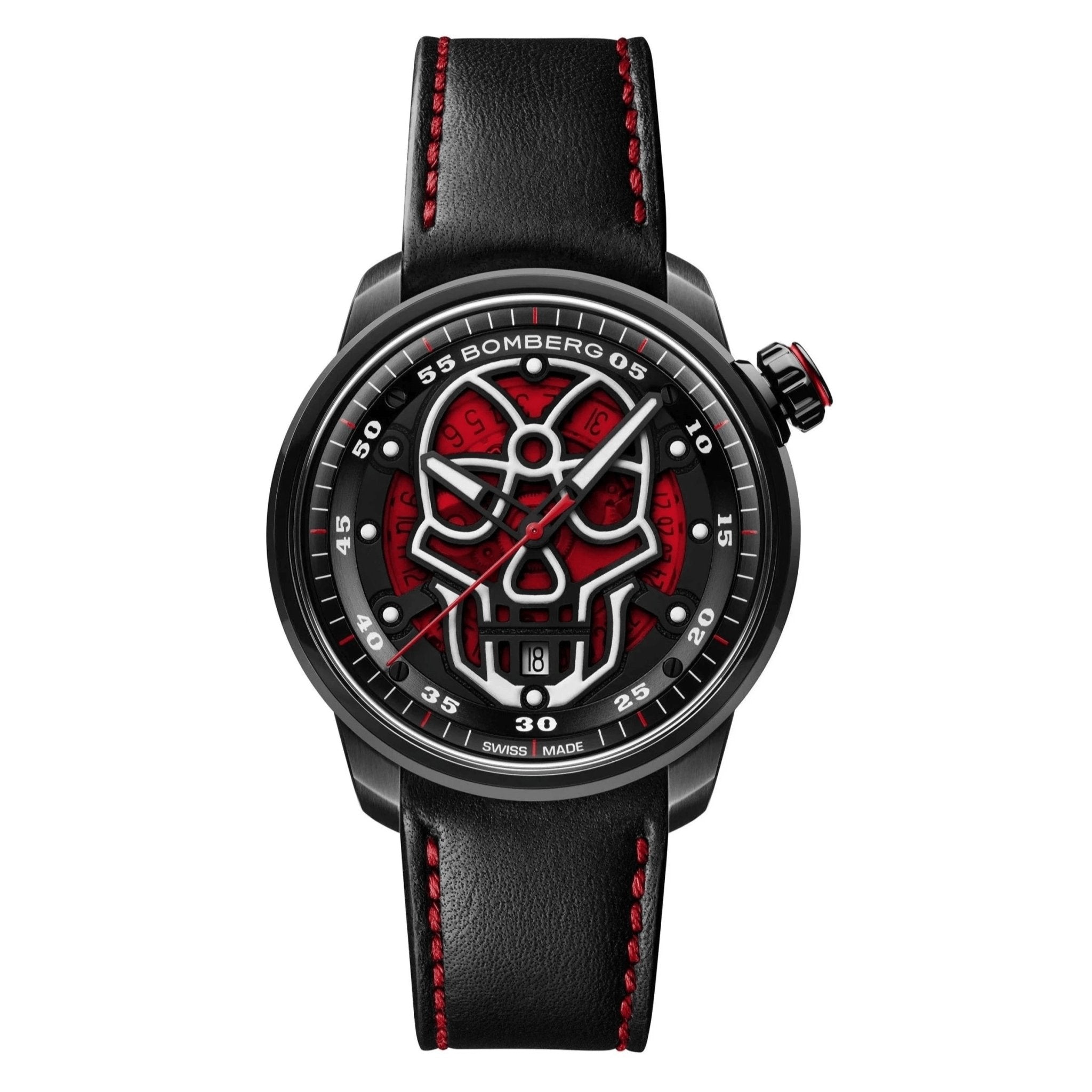 Bomberg Men's Watch BB-01 Black PVD Red Skull CT43APBA.23-1.11 - Watches & Crystals