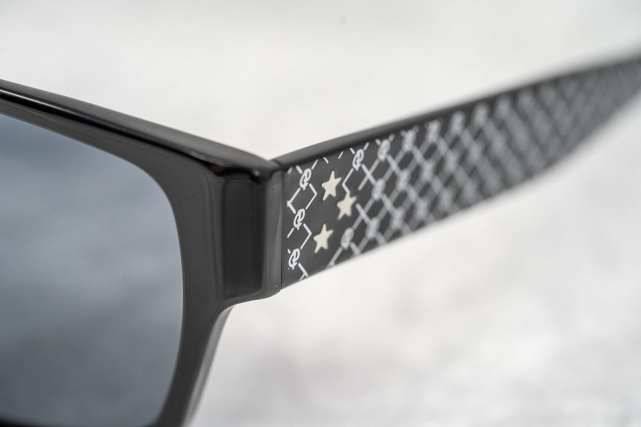 Buddhist Punk Sunglasses Rectangular Black Print With Grey Lenses Category 3 7BP6C2BLACKPRINT - Watches & Crystals