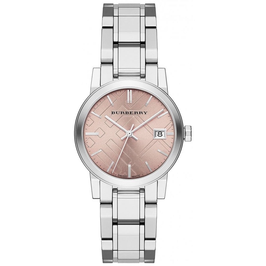 Burberry Ladies Watch Check Stamped Pink BU9124 - Watches & Crystals
