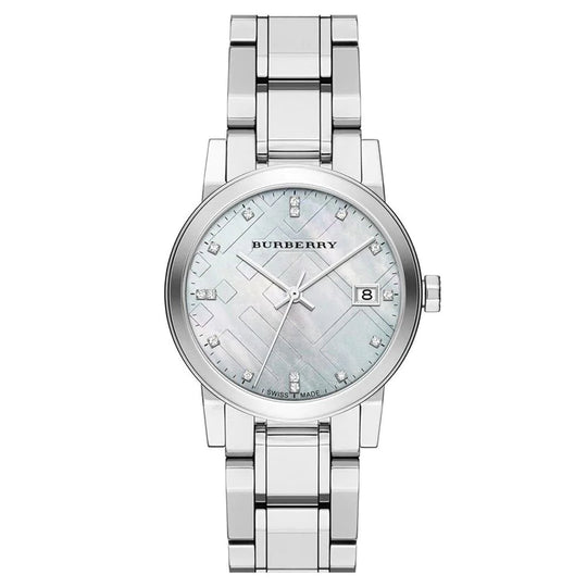 Burberry Ladies Watch 34mm Check Stamped Silver BU9125 Watches