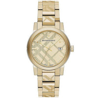 Thumbnail for Burberry Men's Watch The City Engraved Checked Gold BU9038 - Watches & Crystals