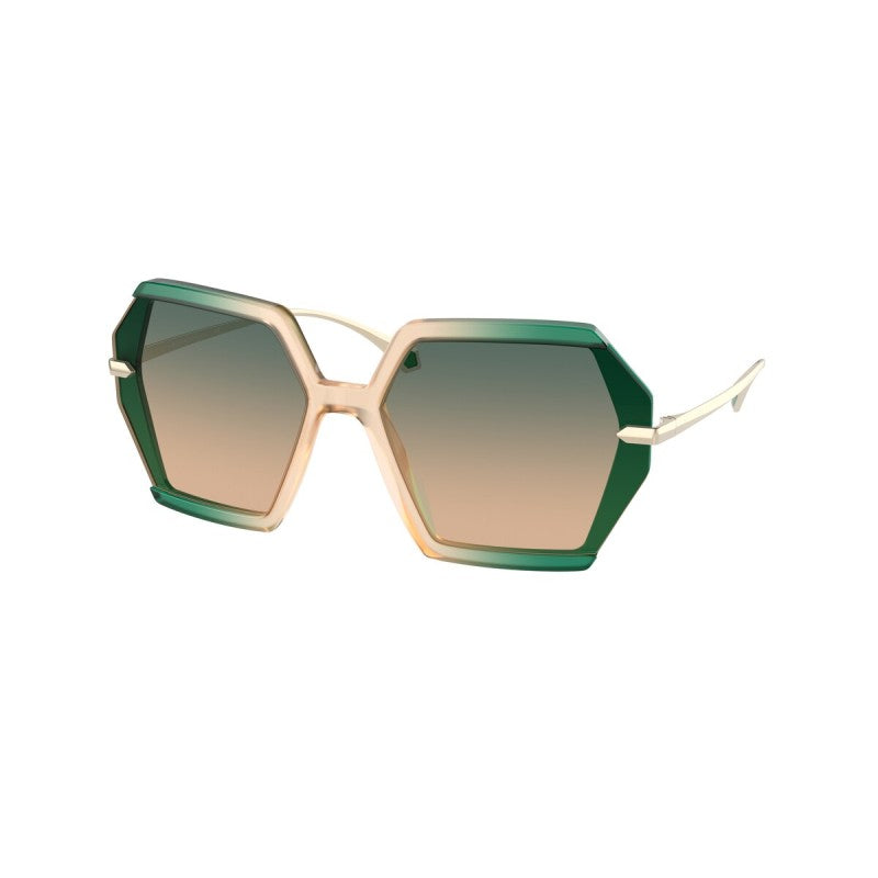 Bvlgari Women's Sunglasses Oversized Hexagonal Gradient Green/Cream BV8240 5504/BC
