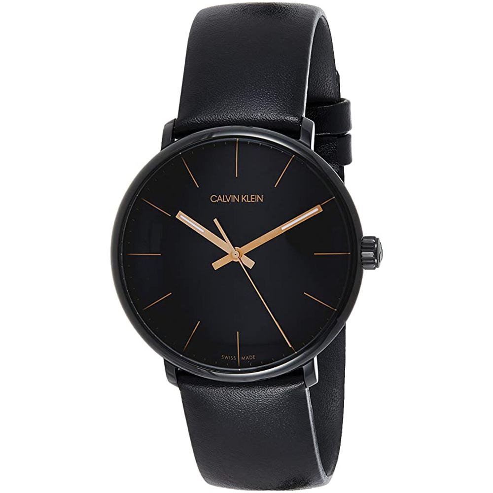 Calvin klein black leather watch Clearance