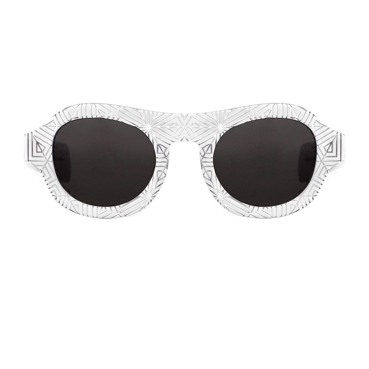 David David Sunglasses Oval Solid White Crystal With Dark Grey Lenses Category 3 9DAVID1C2WHITE - Watches & Crystals