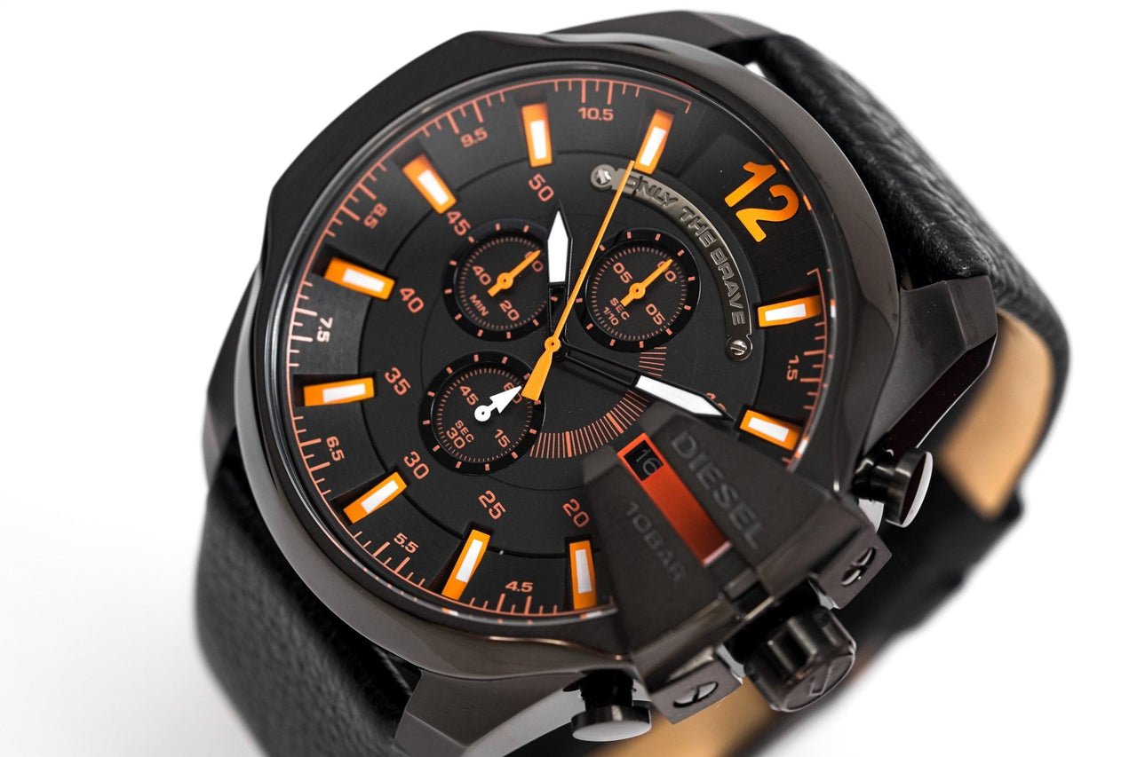 Diesel Men\'s Chronograph Watch Mega & Black – Crystals Chief Watches