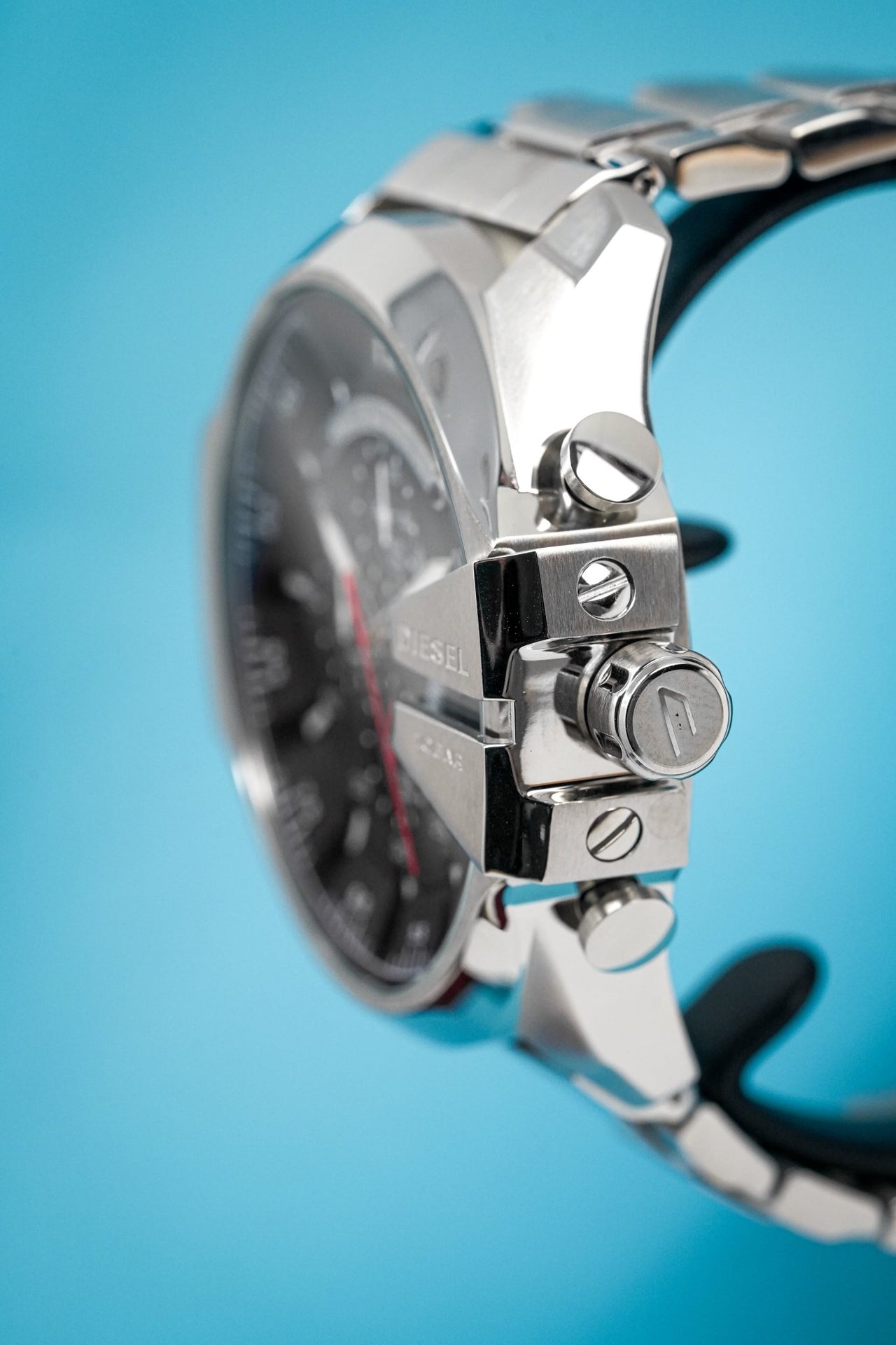 Diesel Men's Chronograph Watch Mega Chief Black Silver - Watches & Crystals