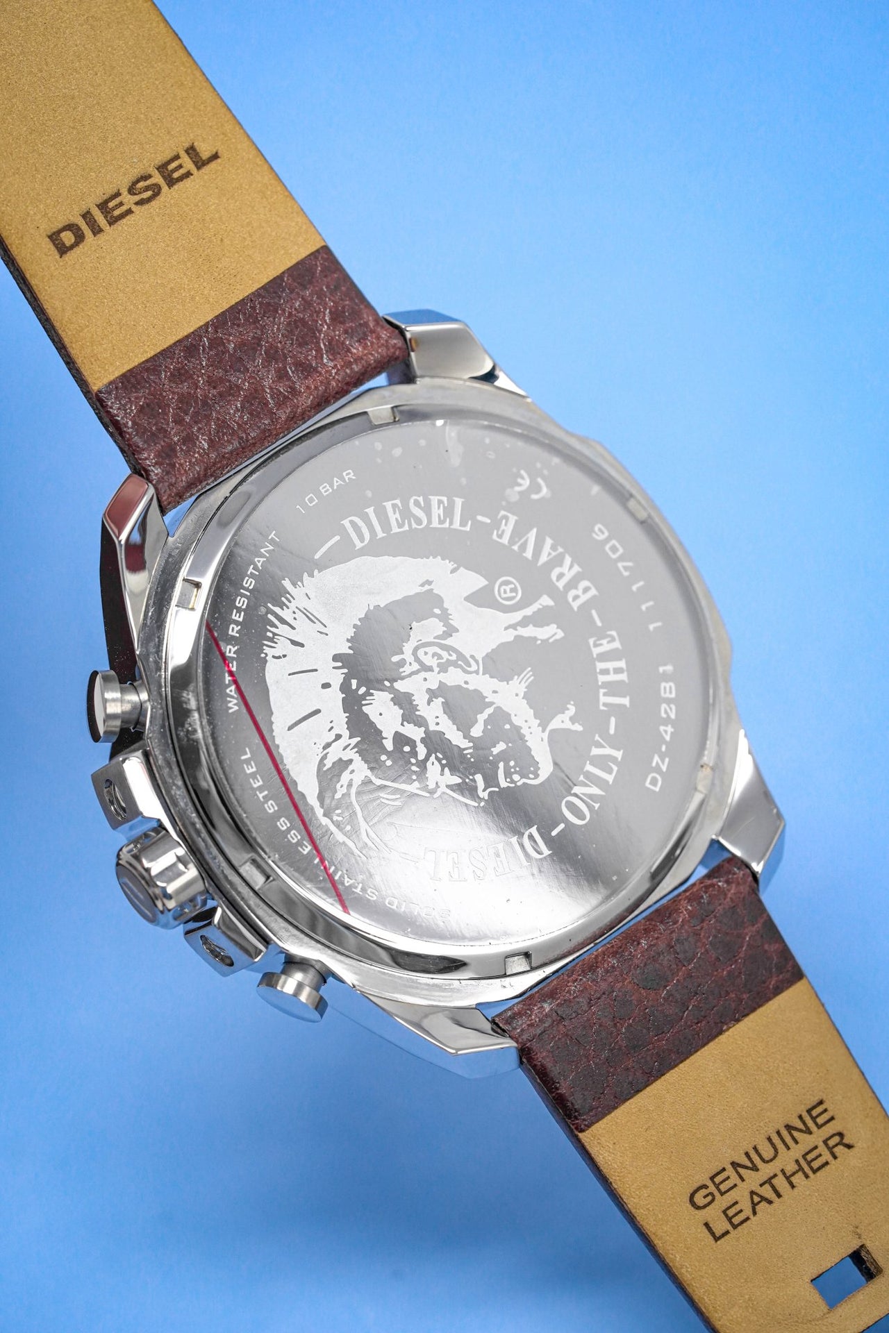 Diesel Men's Chronograph Watch Mega Chief Blue Brown - Watches & Crystals