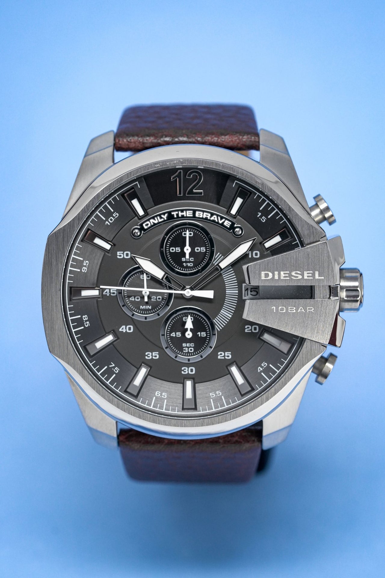 & Men\'s Diesel Watches Mega Crystals – Brown Chronograph Watch Chief Grey