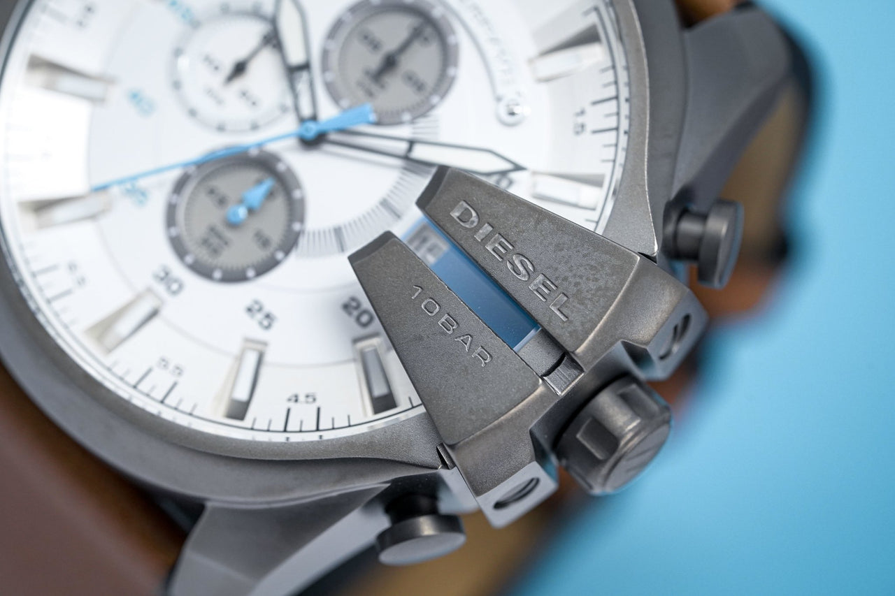 Diesel Men's Chronograph Watch Mega Chief White Brown - Watches & Crystals