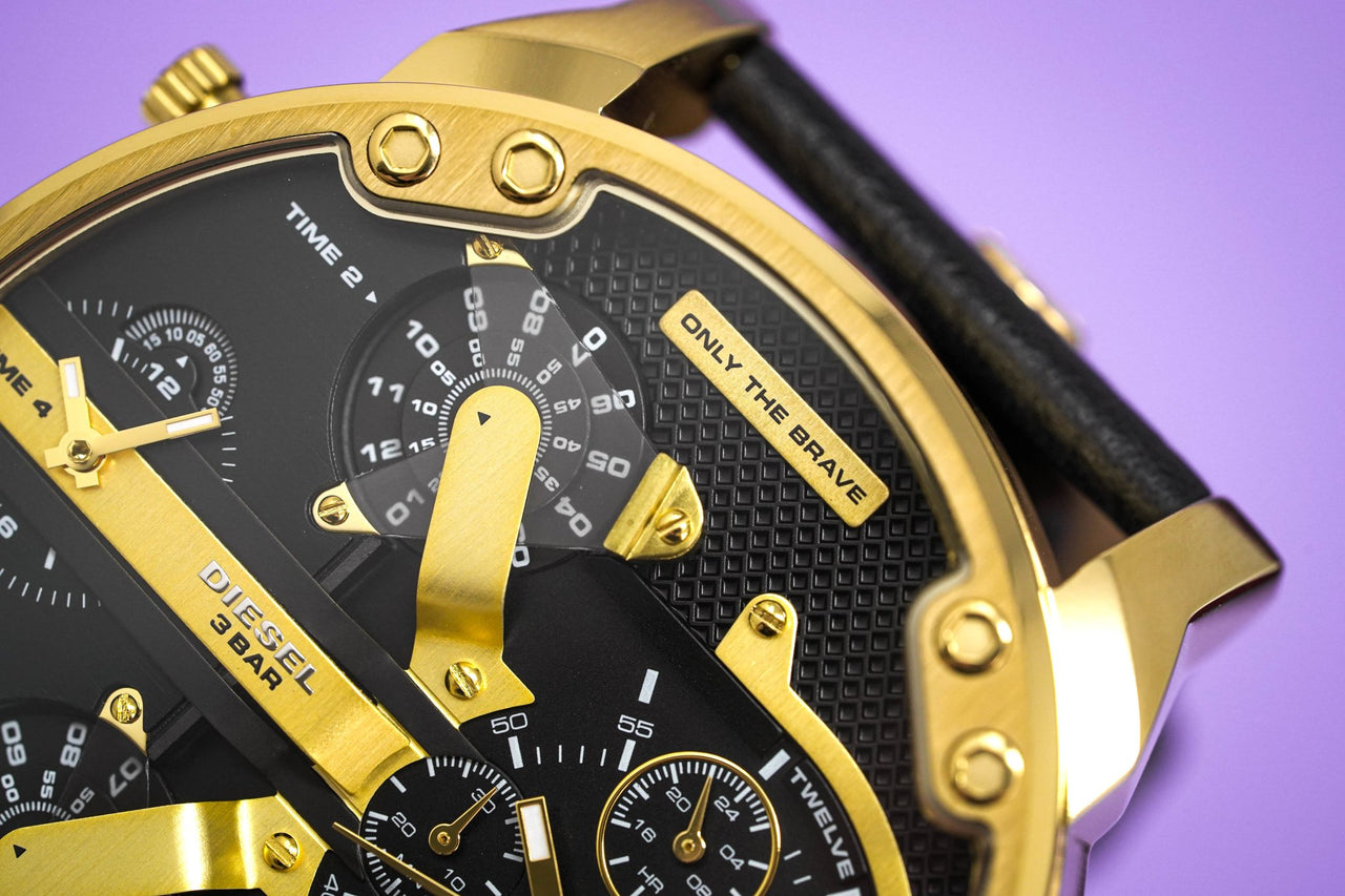 Diesel Men's Chronograph Watch Mr Daddy 2.0 Black Gold - Watches & Crystals