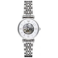 Thumbnail for Emporio Armani Ladies Automatic Watch Meccanico Skeleton Silver AR1991 - Watches & Crystals
