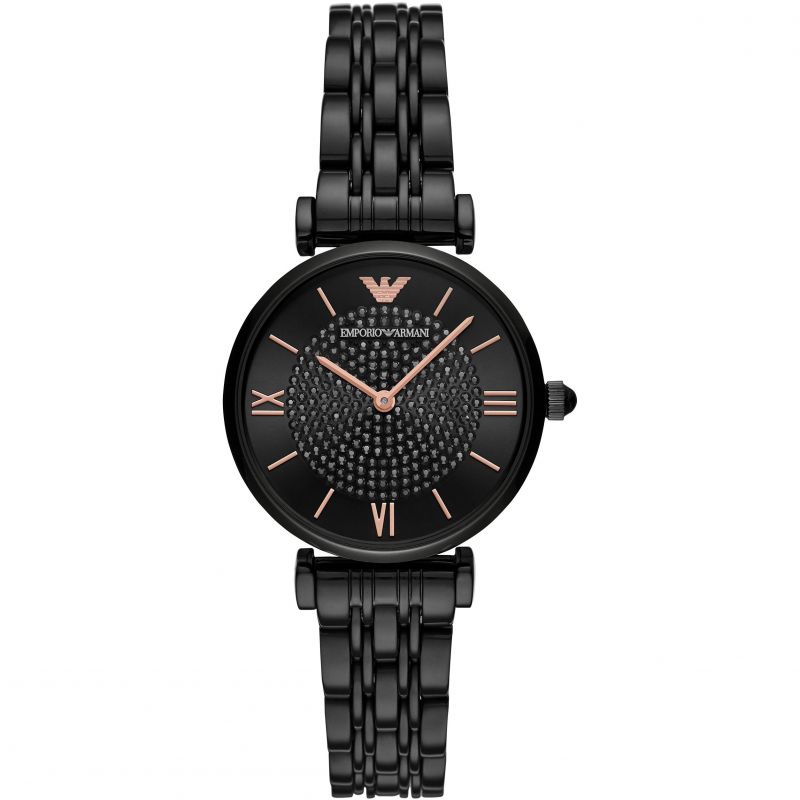 Emporio Armani Ladies T-Bar Gianni Watch Black Plated AR11245 - Watches & Crystals