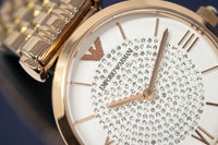 Thumbnail for Emporio Armani Ladies T-Bar Gianni Watch Rose Gold Plated AR11244 - Watches & Crystals