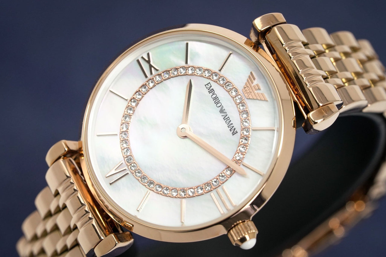 Emporio Armani Ladies T-Bar Gianni Watch Rose Gold Plated AR1909 - Watches & Crystals