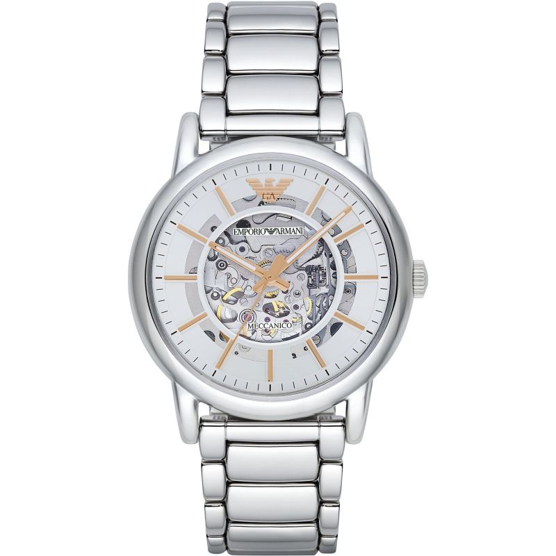 Emporio Armani Men's Automatic Watch Meccanico Luigi Silver AR1980 - Watches & Crystals