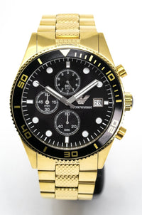 Emporio Armani Men's Chronograph Watch Gold PVD AR5857 – Watches & Crystals