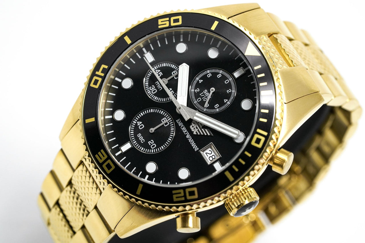 Emporio Armani Chronograph – Watch Men\'s & Crystals Watches PVD AR5857 Gold
