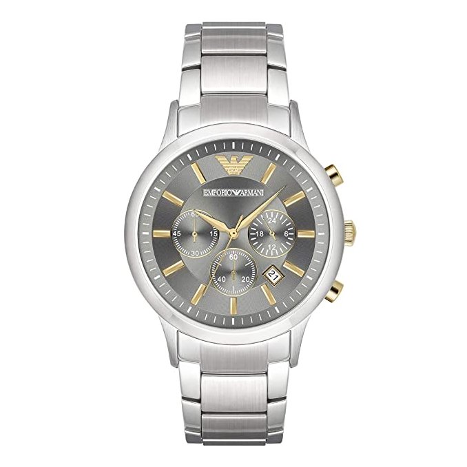 Emporio Armani Men's Chronograph Watch Renato Gold Silver AR11047 - Watches & Crystals