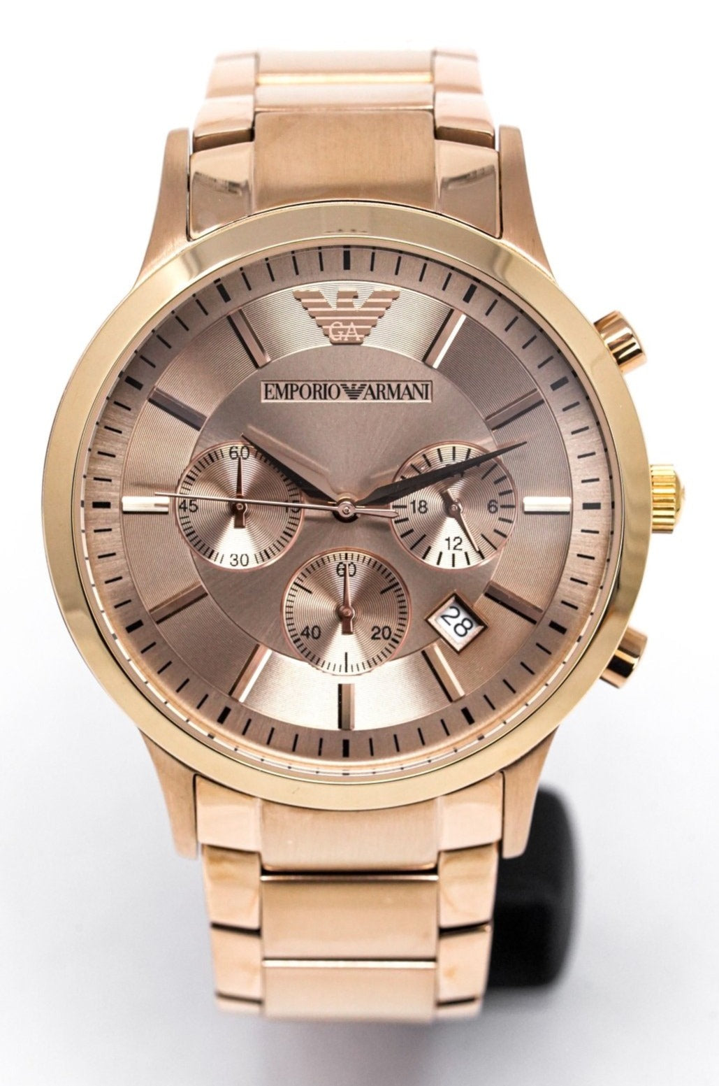 Emporio Armani Men's Chronograph Watch Rose Gold PVD AR2452 - Watches & Crystals