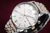 Thumbnail for Emporio Armani Men's Chronograph Watch Rose Gold Steel AR0399 - Watches & Crystals