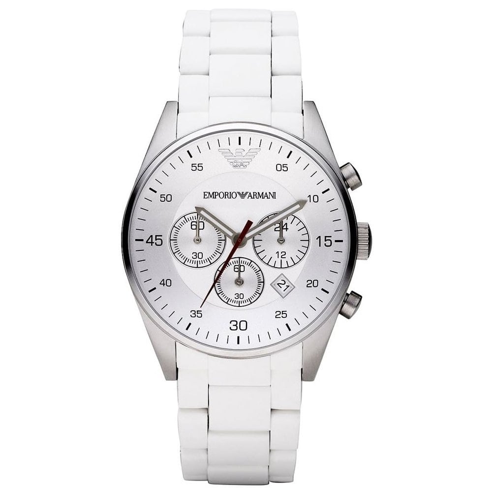 Emporio Armani Men's Chronograph Watch Tazio White AR5859 - Watches & Crystals