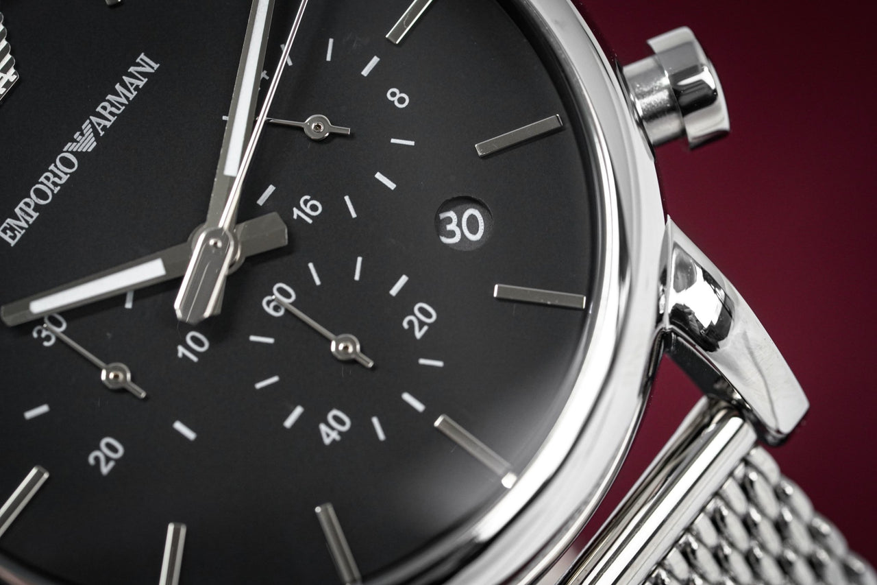 Luigi AR1808 Crystals Emporio – & Chronograph Mesh Men\'s Watch Armani Watches