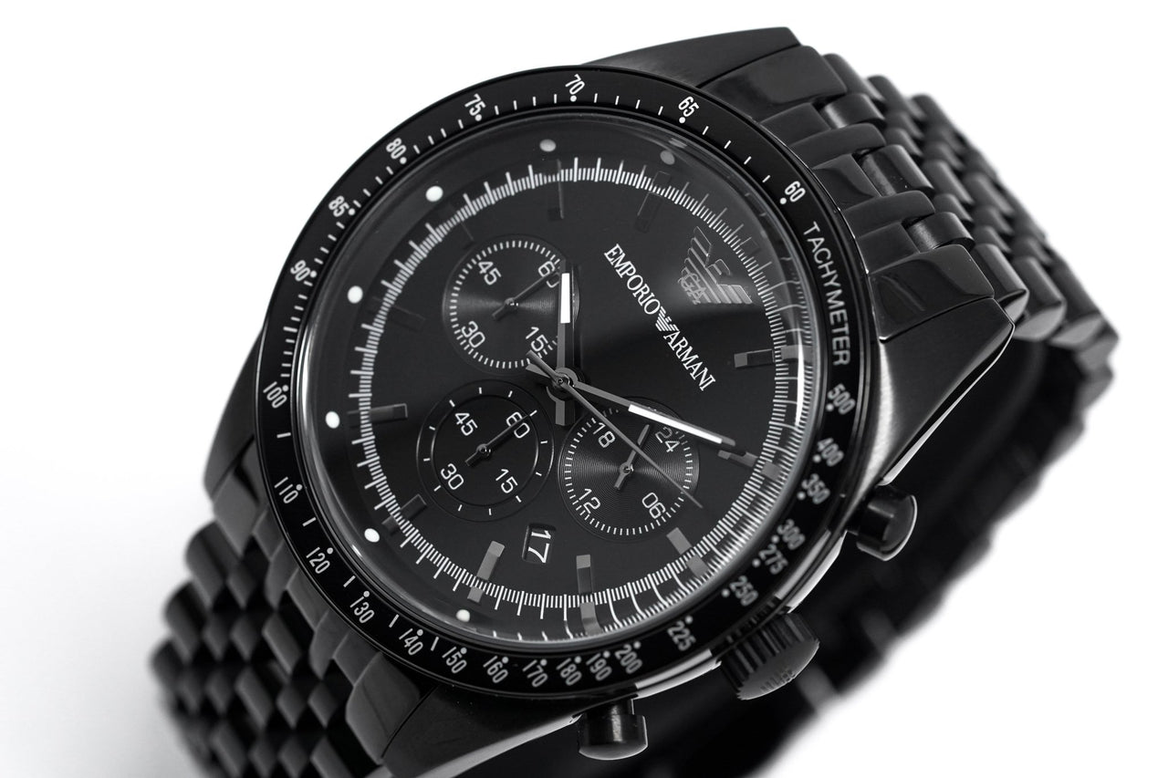Emporio Armani Men's Tazio Chronograph Watch Black PVD AR5989 - Watches & Crystals