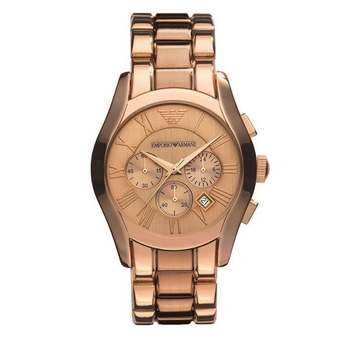 Emporio Armani Men's Watch Valente Chronograph Rose Gold PVD AR0365 - Watches & Crystals