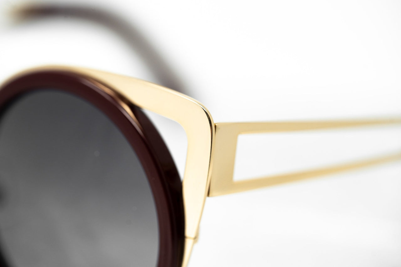 Erdem Women Sunglasses Cat Eye Maroon Light Gold with Grey Graduated Lenses EDM4C8SUN - Watches & Crystals
