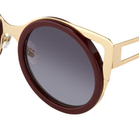 Thumbnail for Erdem Women Sunglasses Cat Eye Maroon Light Gold with Grey Graduated Lenses EDM4C8SUN - Watches & Crystals