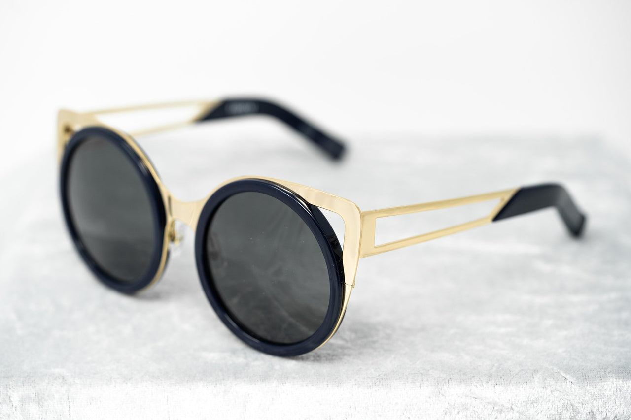 Erdem Women Sunglasses Cat Eye Navy Light Gold with Grey Graduated Lenses Category 3 EDM4C5SUN - Watches & Crystals