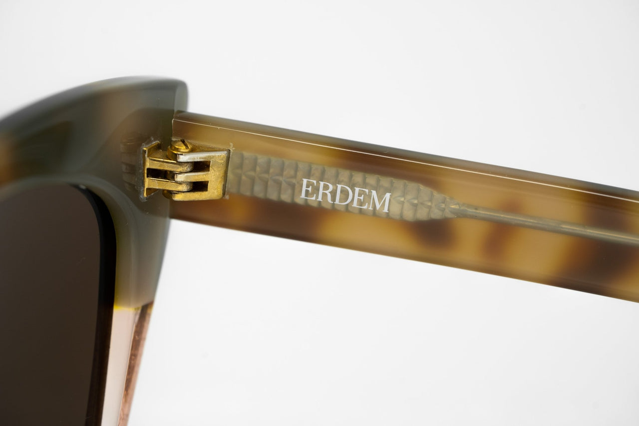 Erdem Women Sunglasses Cat Eye Tortoise Shell Rose Glitter with Brown Lenses Category 3 EDM22C1SUN - Watches & Crystals
