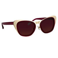 Thumbnail for Erdem Women Sunglasses Cat Eye Transparent Burgundy Gold with Maroon Lenses Category 3 EDM17C4SUN - Watches & Crystals