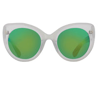 Thumbnail for Erdem Women Sunglasses Cat Eye Transparent Ivory with Green/Blue Mirror Lenses Category 3 EDM14C3SUN - Watches & Crystals