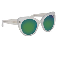 Thumbnail for Erdem Women Sunglasses Cat Eye Transparent Ivory with Green/Blue Mirror Lenses Category 3 EDM14C3SUN - Watches & Crystals