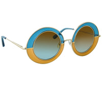 Thumbnail for Erdem Women Sunglasses Oval Transparent Blue Amber Gold with Brown Blue Graduated Lenses EDM27C1SUN - Watches & Crystals