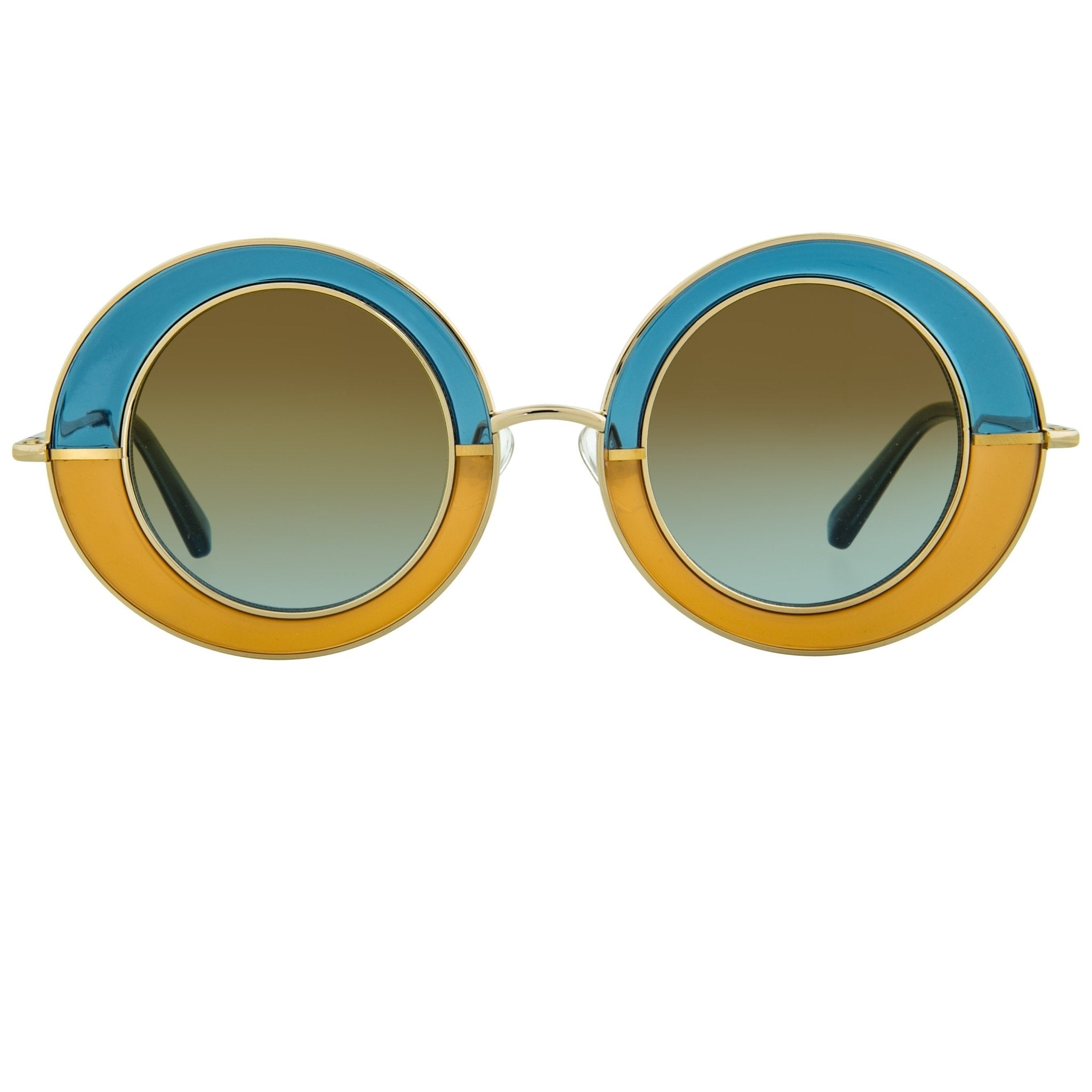 Erdem Women Sunglasses Oval Transparent Blue Amber Gold with Brown Blue Graduated Lenses EDM27C1SUN - Watches & Crystals