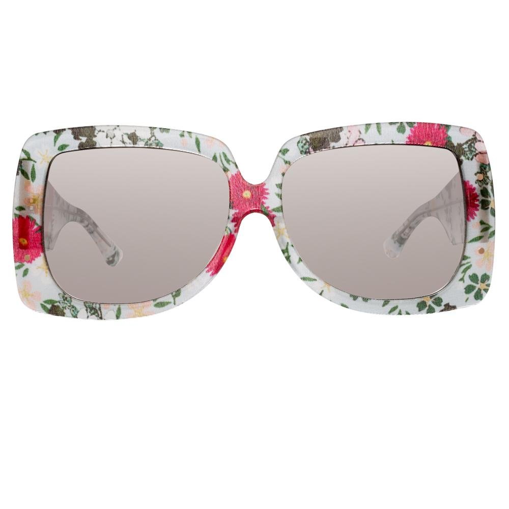 Erdem Women Sunglasses Oversized Floral Blue Rose Gold with Grey Graduated Lenses Category 3 EDM34C5SUN - Watches & Crystals