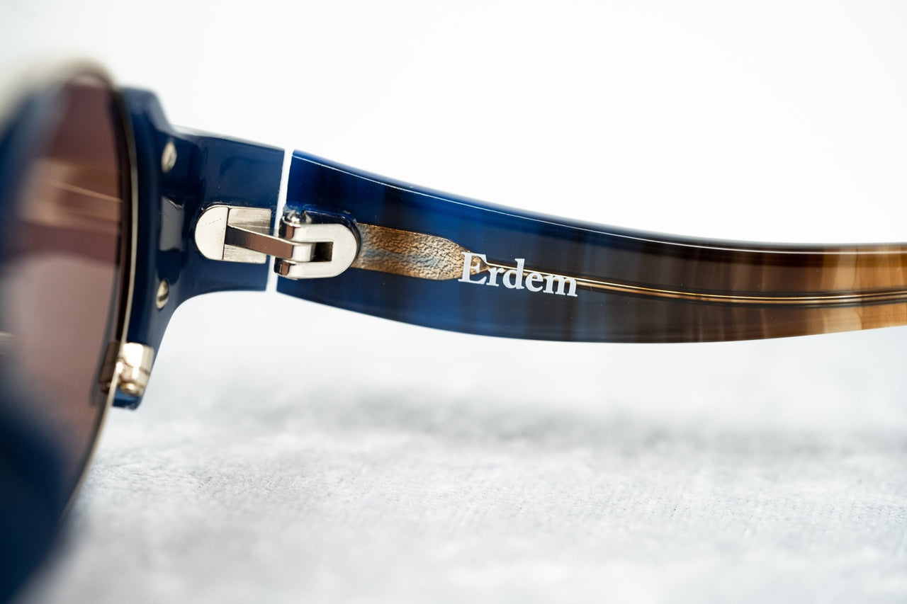 Erdem Women Sunglasses Royal Blue Light Gold with Brown Lenses EDM8C3SUN - Watches & Crystals