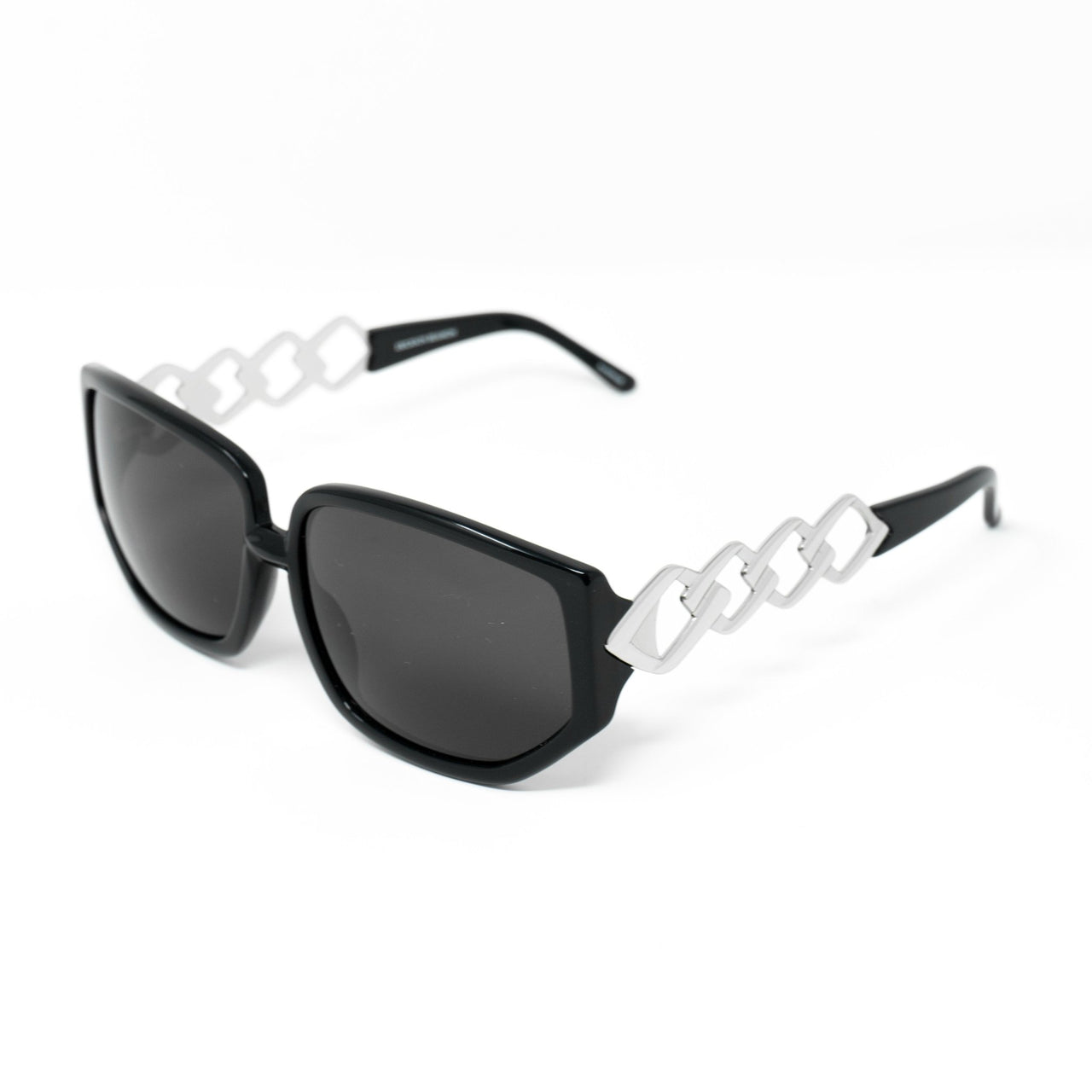 Erickson Beamon Sunglasses Rectangular Black Silver With Dark Grey Lenses 8EB1C1BLACK - Watches & Crystals