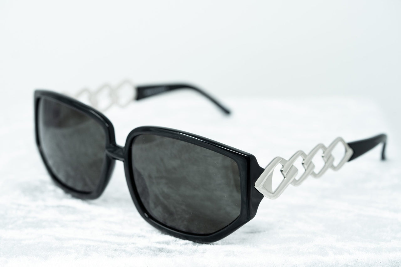 Erickson Beamon Sunglasses Rectangular Black Silver With Dark Grey Lenses 8EB1C1BLACK - Watches & Crystals
