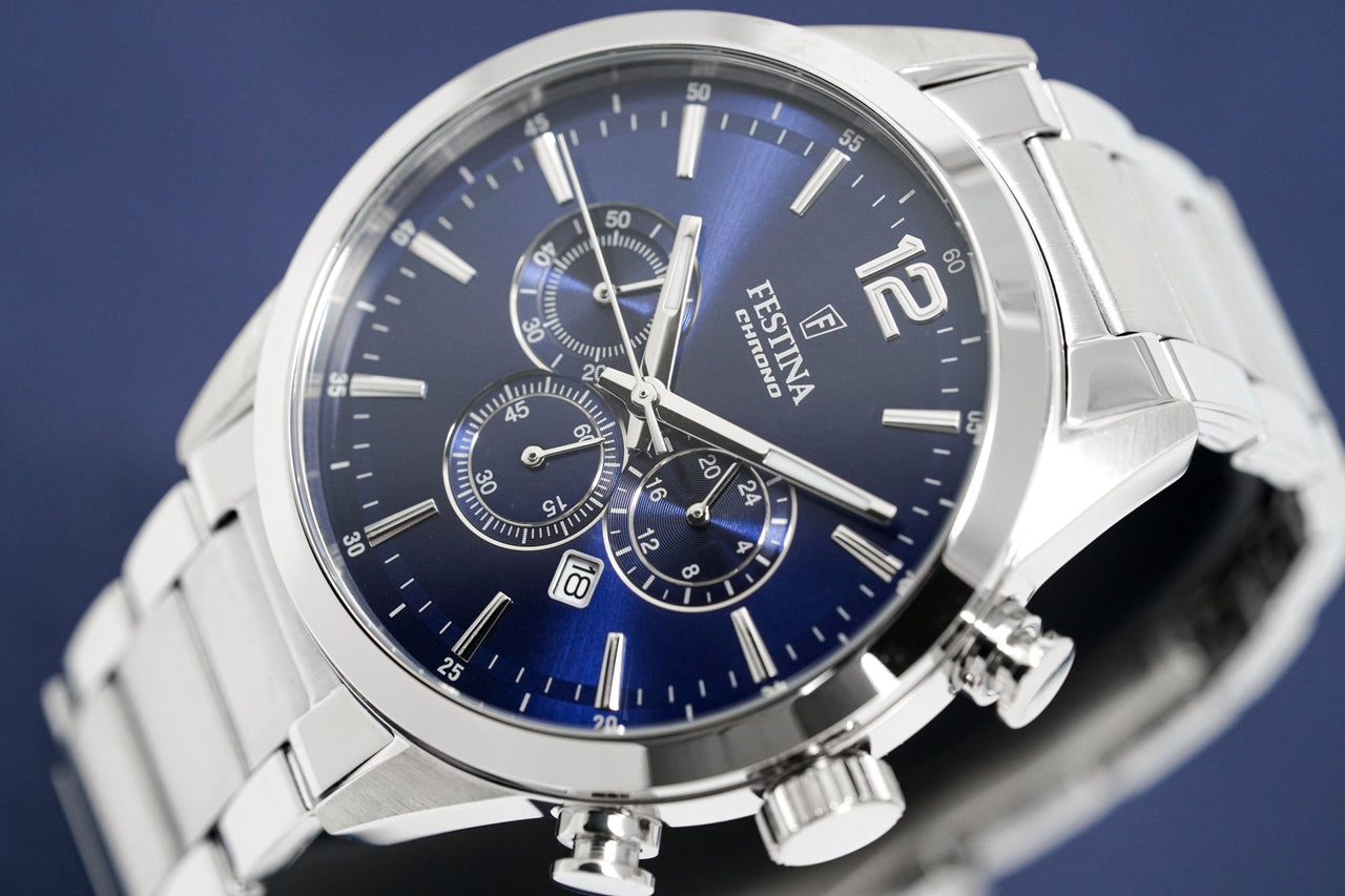 Festina Watch Blue Timeless Chrono Stainless Steel F20343-7 - Watches & Crystals