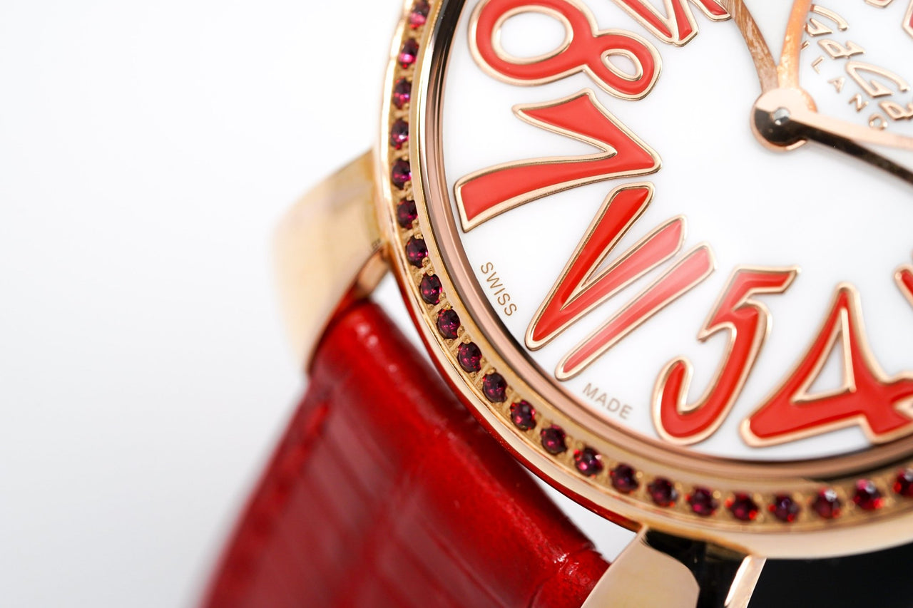 GaGà Milano Ladies Watch Manuale 35mm Stones Red Topaz 6026.02 - Watches & Crystals