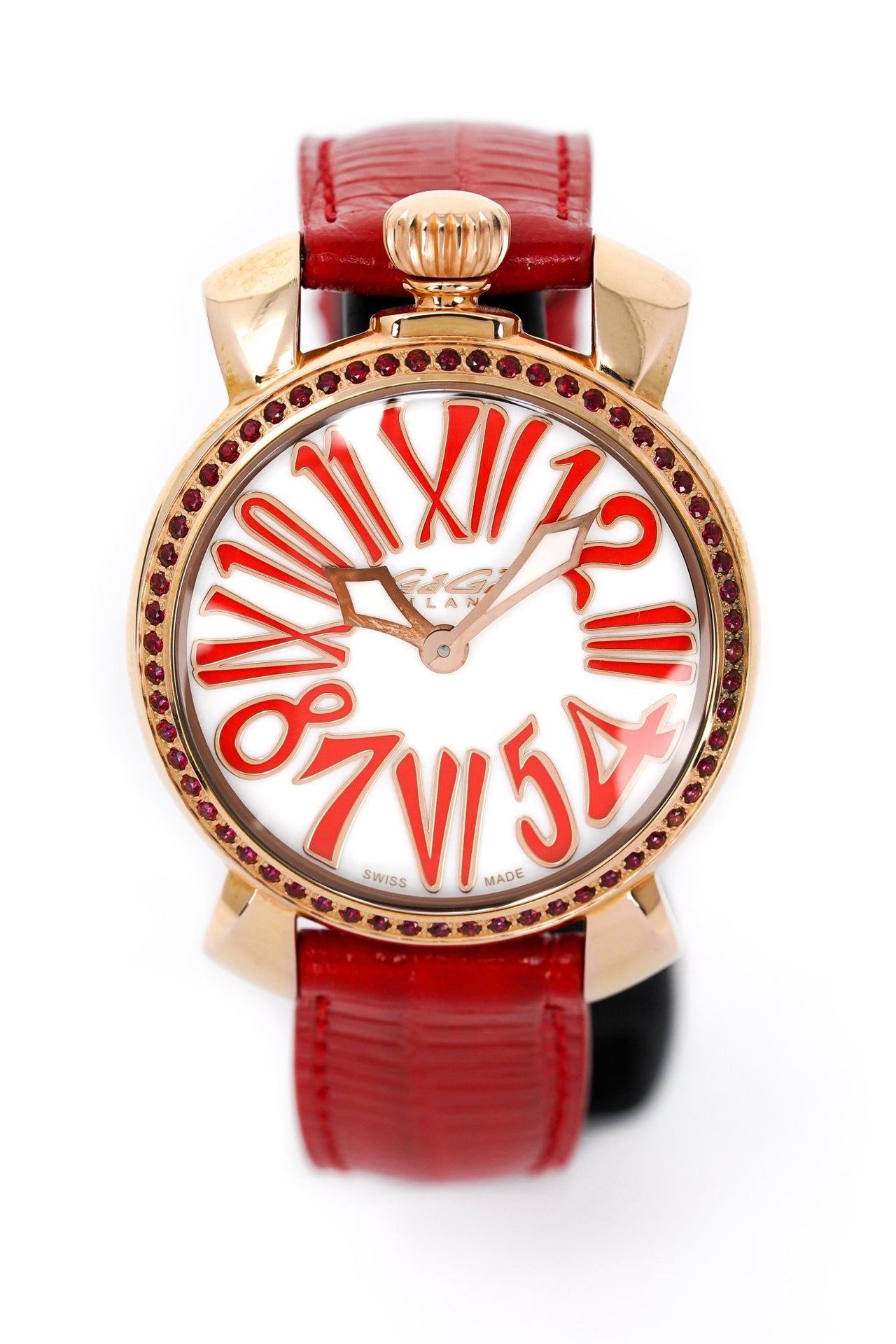 GaGà Milano Ladies Watch Manuale 35mm Stones Red Topaz 6026.02 - Watches & Crystals