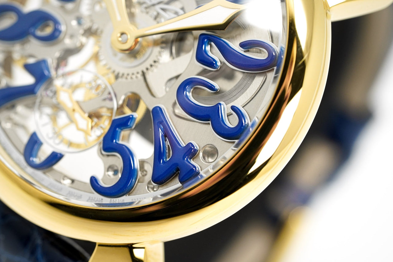 GaGà Milano Skeleton 48MM Gold Blue - Watches & Crystals