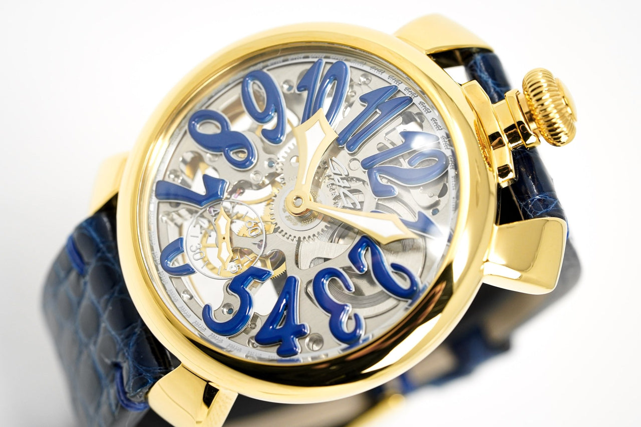 GaGà Milano Skeleton 48MM Gold Blue - Watches & Crystals
