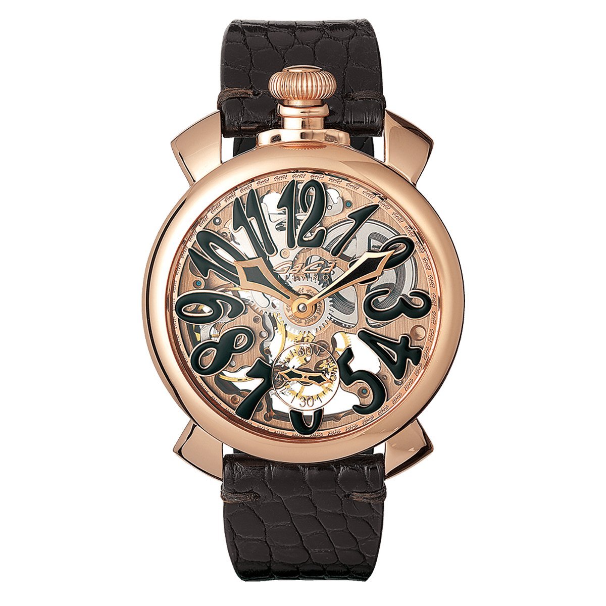 GaGà Milano Skeleton 48MM Rose Gold Black - Watches & Crystals