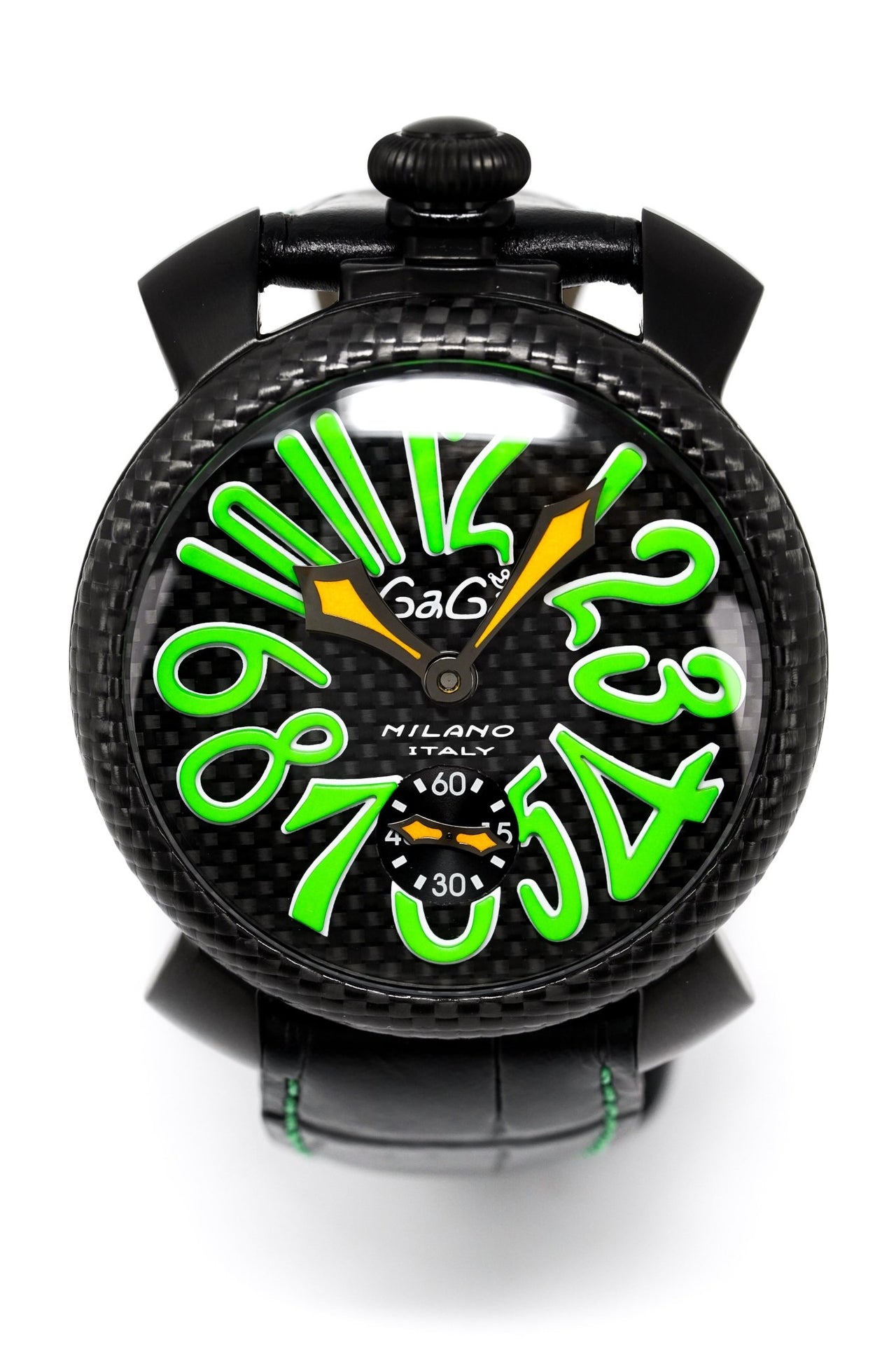 Gagà Milano Watch Manuale 48mm Carbon Fibre Green 5016.03 - Watches & Crystals