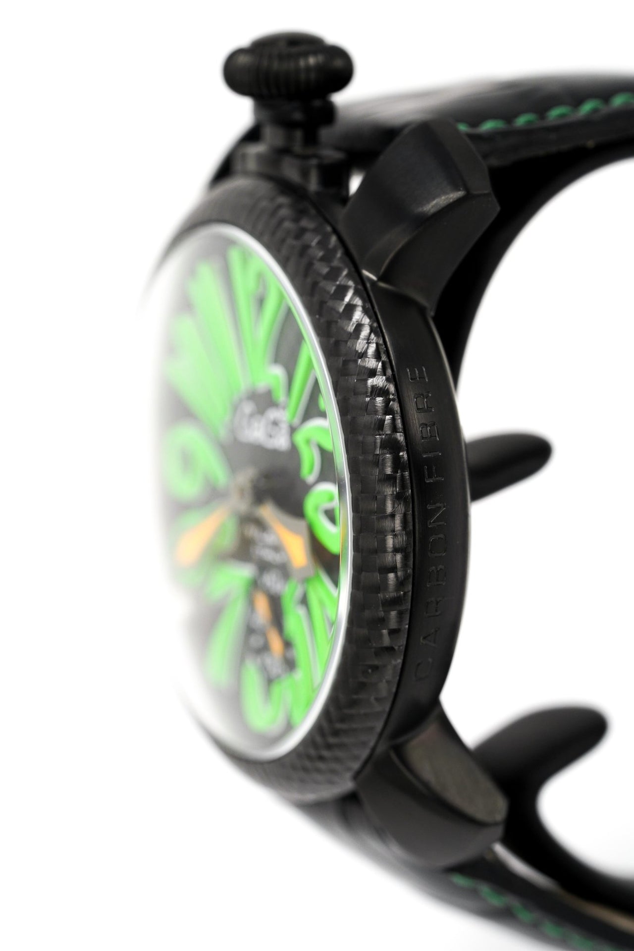 Gagà Milano Watch Manuale 48mm Carbon Fibre Green 5016.03 - Watches & Crystals